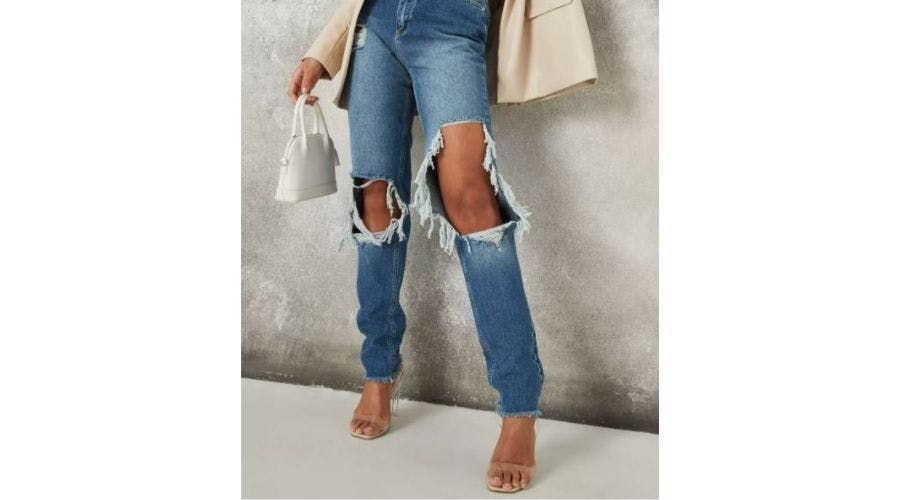 Blue riot high rise ripped best sale rigid jeans